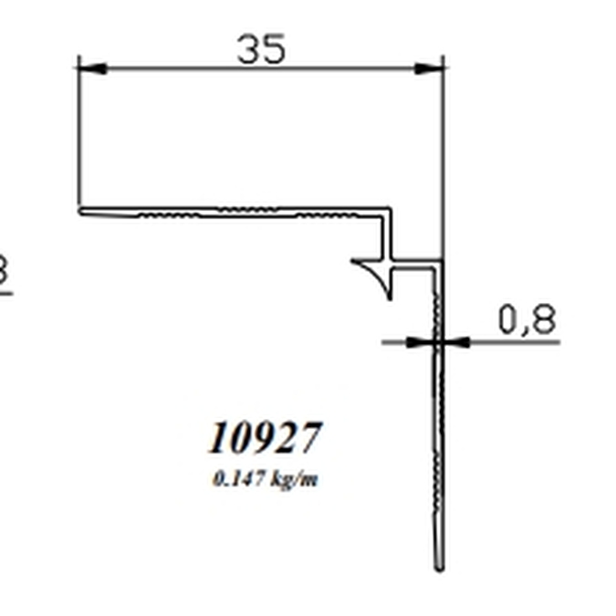 Profil schodowy aluminiowy 43x43x2700mm – anodowany srebrny matowy