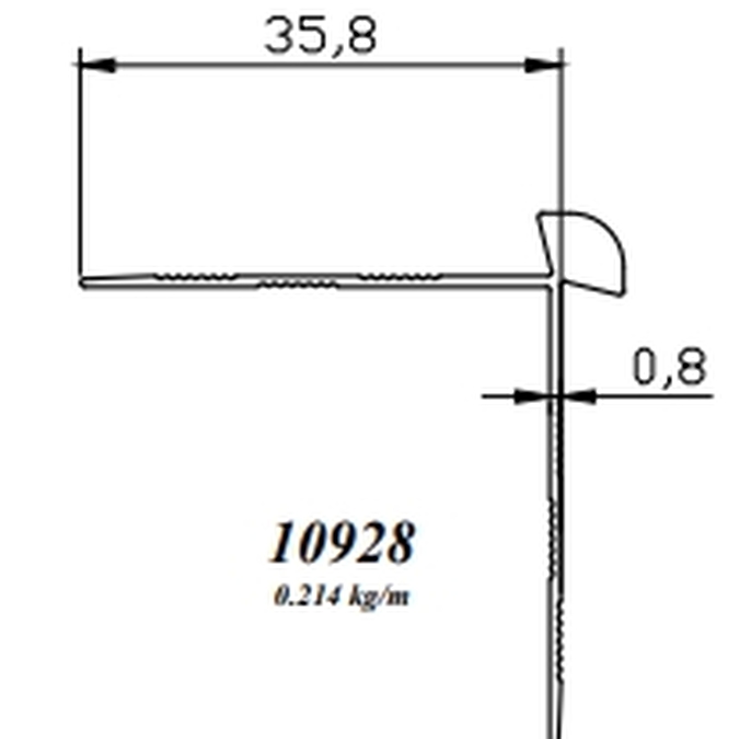 Profil schodowy aluminiowy 35,8x35,8x2700mm – anodowany srebrny matowy